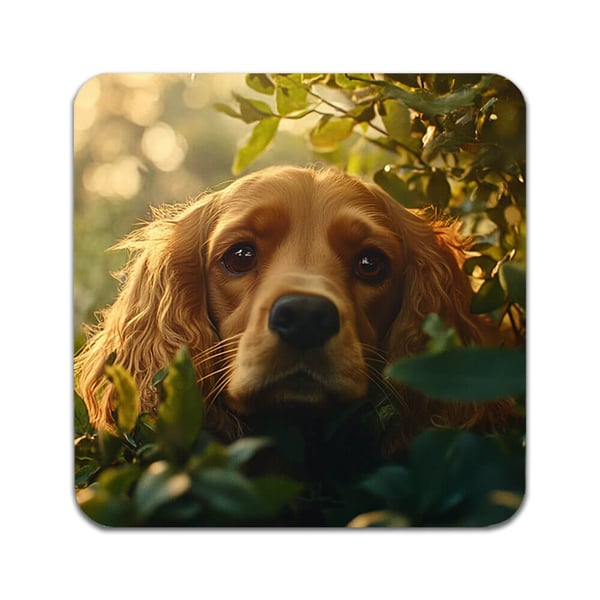 Glassunderlag (4-pakning): Hund Engelsk Cocker Spaniel, stilrene underlag med unike og livlige motiver