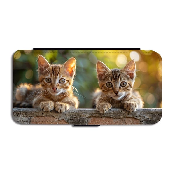 Til Samsung Galaxy S8+: Søte Kattunger, flipdeksel med unikt motiv, mobiletui med stativfunksjon