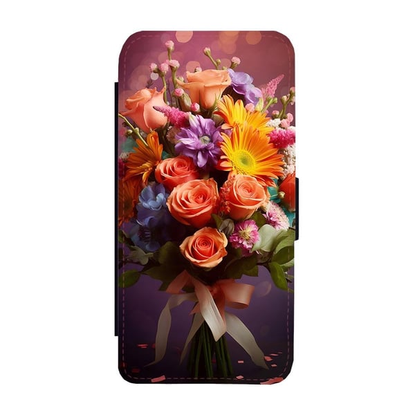 Til Samsung Galaxy S9: Blomsterbukett, flipdeksel med unikt motiv, mobiletui med stativfunksjon
