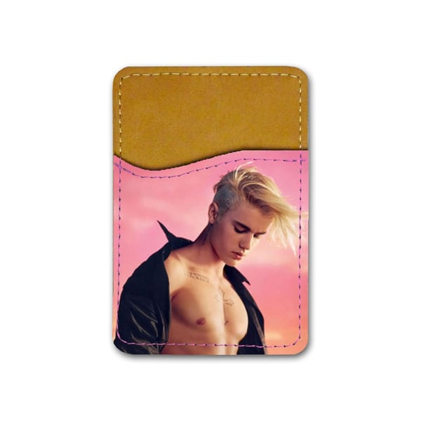 Selvklebende kortholder til mobil (Universell): Justin Bieber, kortlomme med levende og unikt design til telefonen