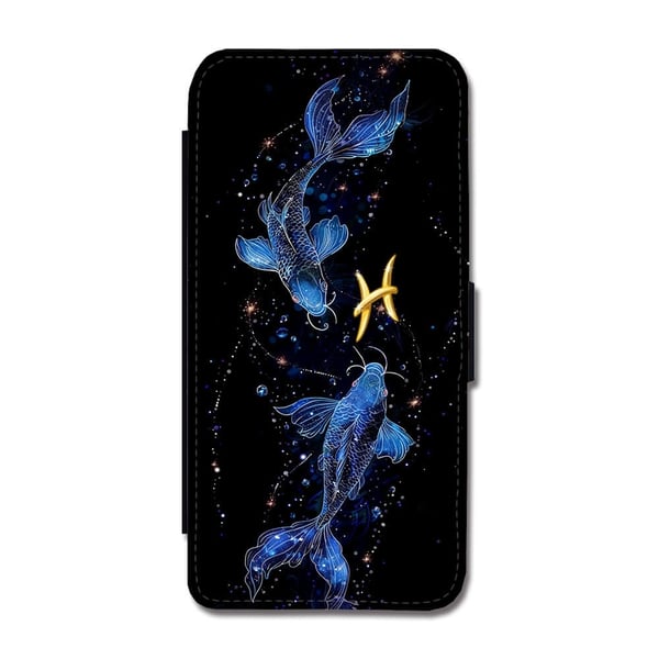 Til Samsung Galaxy S8+: Stjernetegn Fiskene, flipdeksel med unikt motiv, mobiletui med stativfunksjon