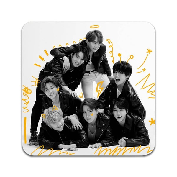 Glassunderlag (4-pakning): BTS Bangtan Boys, stilrene underlag med unike og livlige motiver