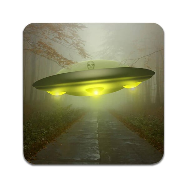Glassunderlag (2-pakning): UFO, stilrene underlag med unike og livlige motiver