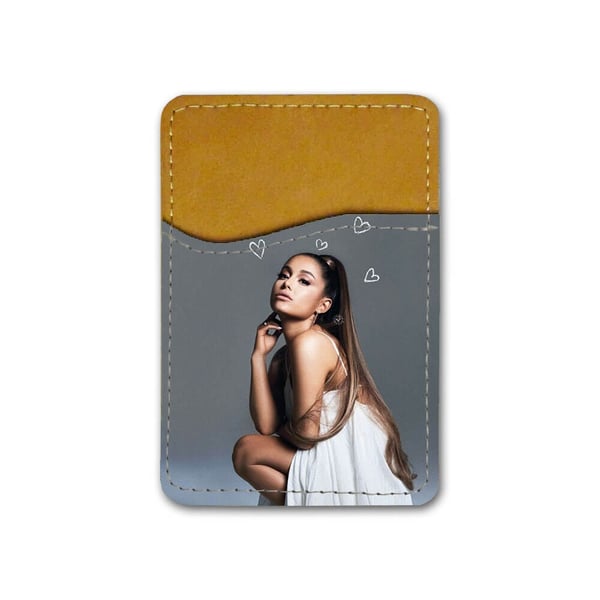 Selvklæbende kortholder til mobil (Universel): Ariana Grande, kortlomme med levende og unikt design til telefonen