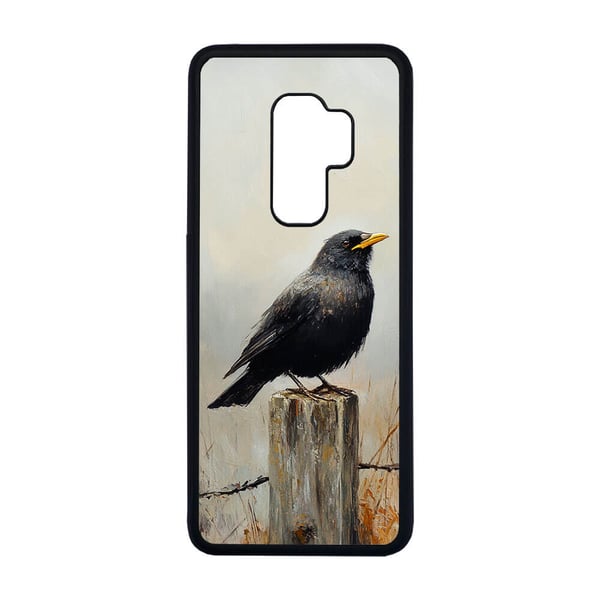 Til Samsung Galaxy S9+: Solsort Oliemaleri, mobilcover med unikt motiv, beskyttende cover