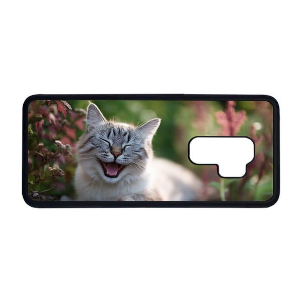 Til Samsung Galaxy S9+: Grinende Kat, mobilcover med unikt motiv, beskyttende cover