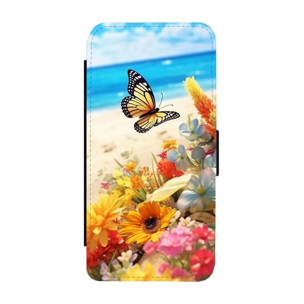 Til Samsung Galaxy S8+: Sommerfugl, flipdeksel med unikt motiv, mobiletui med stativfunksjon