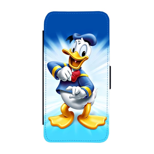 Til Samsung Galaxy S8+: Donald Duck, flipdeksel med unikt motiv, mobiletui med stativfunksjon