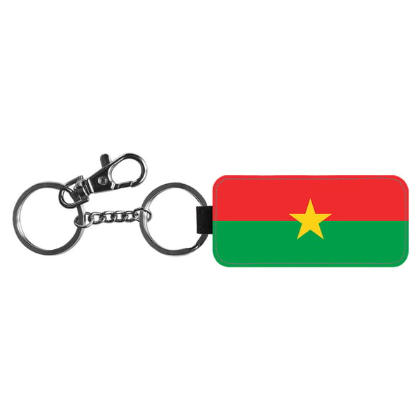 Nøkkelring: Burkina Faso Flagga, stilrent anheng med levende og unikt design