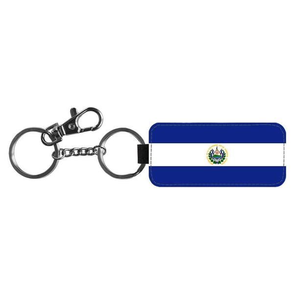 Nyckelring: El Salvador Flagga, stilrent hängsmycke med livfull och unikt design