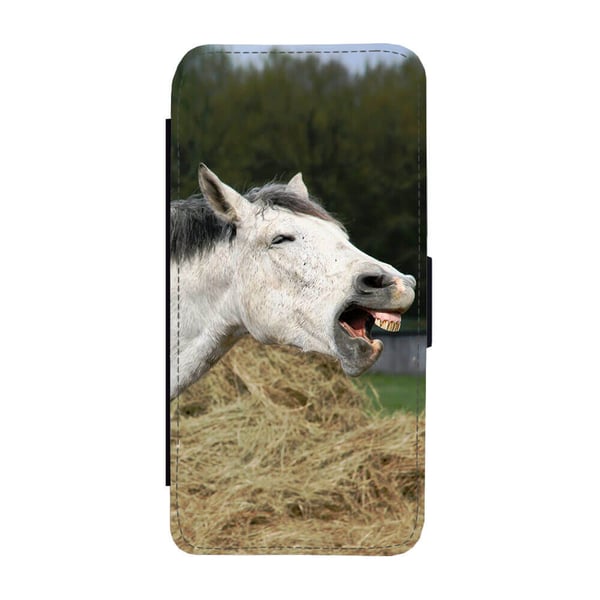Til Samsung Galaxy S8: Laughing Horse, flipdeksel med unikt motiv, mobiletui med stativfunksjon