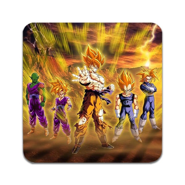 Glassunderlag (4-pakning): Manga Dragon Ball Z, stilrene underlag med unike og livlige motiver
