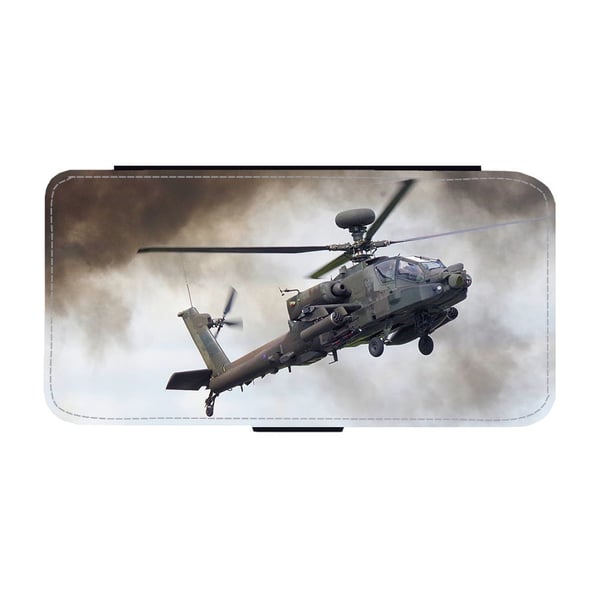 Til Samsung Galaxy S8: Apache Attack Helicopter, flipdeksel med unikt motiv, mobiletui med stativfunksjon