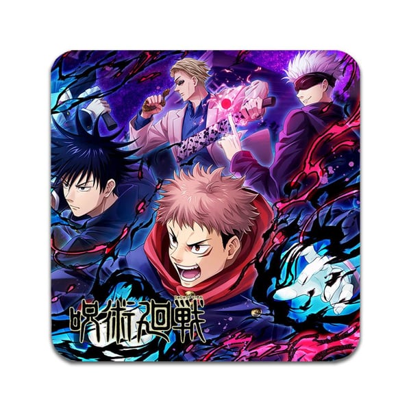 Glassunderlag (2-pakning): Jujutsu Kaisen, stilrene underlag med unike og livlige motiver