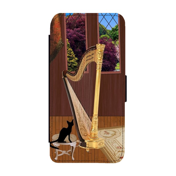 Til Samsung Galaxy S8+: Harp, flip-cover med unikt motiv, mobilcover med standerfunktion