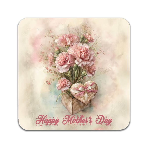 Lasinaluset (2 kpl): Happy Mother's Day, tyylikkäät aluset uniikeilla ja eloisilla kuvioilla