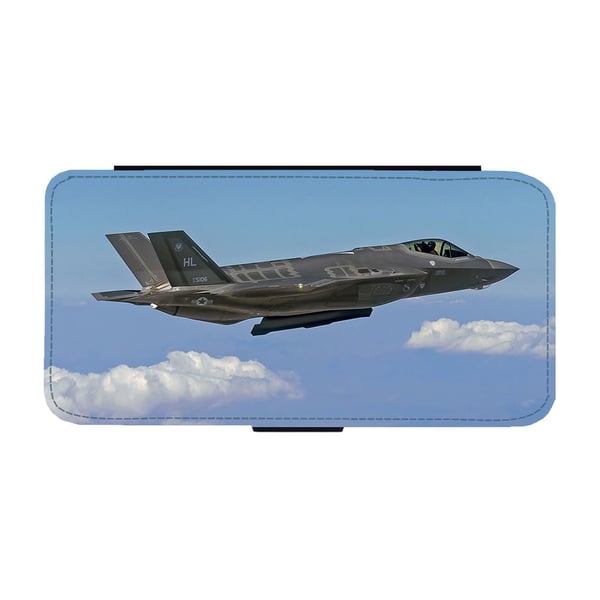 Til Samsung Galaxy S8: Lockheed Martin F-35 Lightning II Fighter, flipdeksel med unikt motiv, mobiletui med stativfunksjon