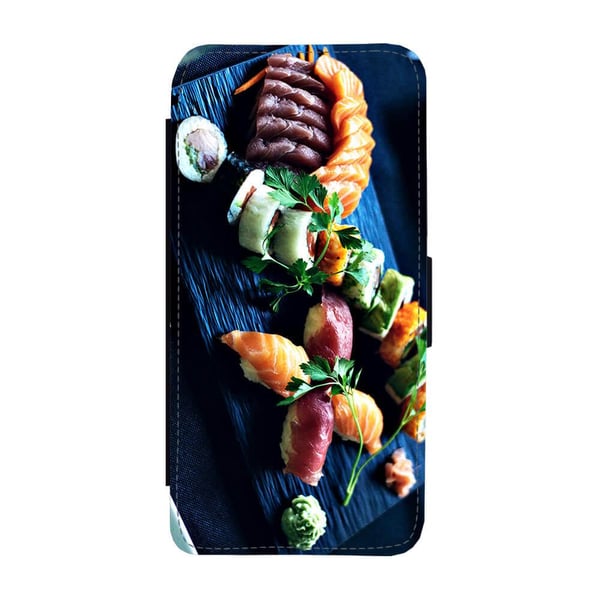 Til Samsung Galaxy S8+: Sushi, flipdeksel med unikt motiv, mobiletui med stativfunksjon