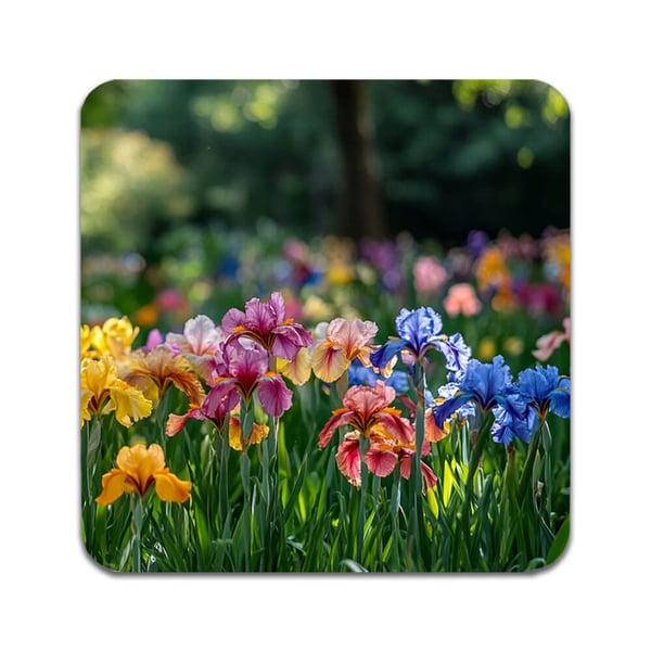 Glasbrikker (2-pak): Blomster Iris, stilrene bordskånere med unikke og levende motiver Glasbrikker (2-pak): Blomster Iris, stilrene bordskånere med unikke og levende motiver