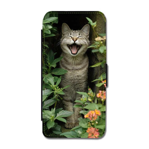 Leende katt, flipdeksel med unikt motiv, mobiletui med stativfunksjon Til Samsung Galaxy S9