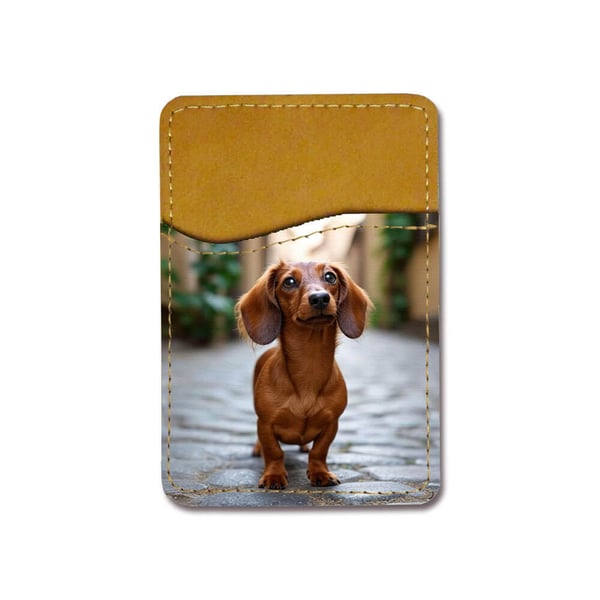 Selvklebende kortholder til mobil (Universell): Dachshund, kortlomme med levende og unikt design til telefonen