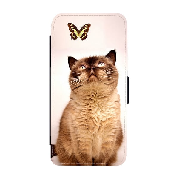 Til Samsung Galaxy S8: British Shorthair Cat, flipdeksel med unikt motiv, mobiletui med stativfunksjon