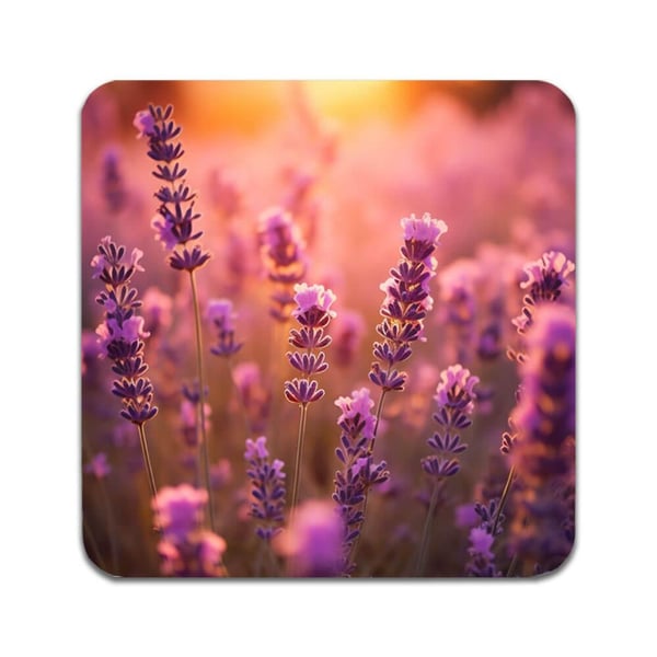 Glassunderlag (2-pakning): Blomster Lavendel, stilrene underlag med unike og livlige motiver