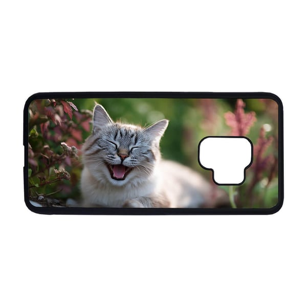 Til Samsung Galaxy S9: Leende katt, mobildeksel med unikt motiv, beskyttende cover