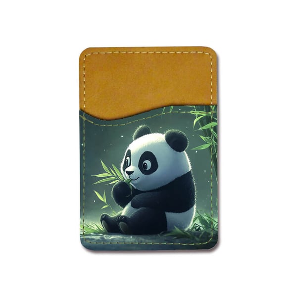 Självhäftande korthållare till mobil (Universell): Söt Tecknad Panda För Barn, kortfack med livfull och unikt design till telefon