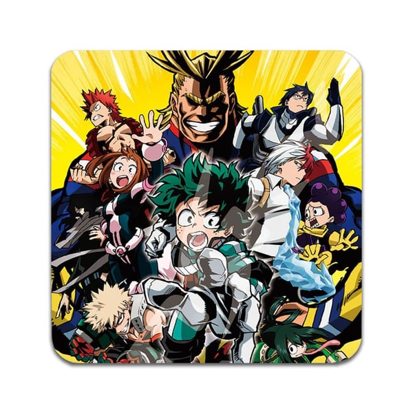 Glassunderlag (2-pakning): Manga My Hero Academia, stilrene underlag med unike og livlige motiver