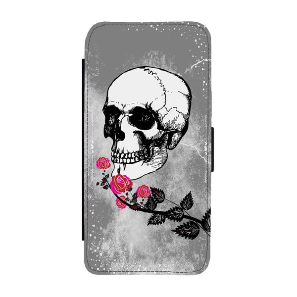 Til Samsung Galaxy S8+: Skull, flipdeksel med unikt motiv, mobiletui med stativfunksjon
