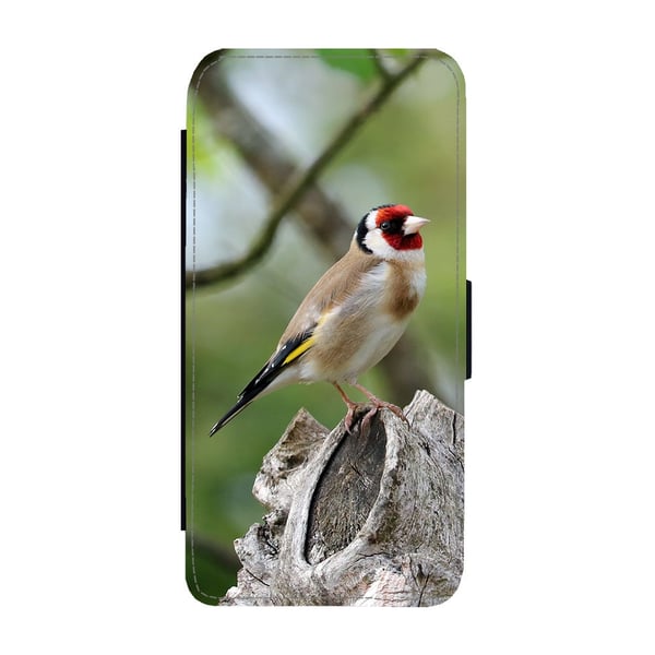 Til Samsung Galaxy S8: Bird Goldfinch, flipdeksel med unikt motiv, mobiletui med stativfunksjon