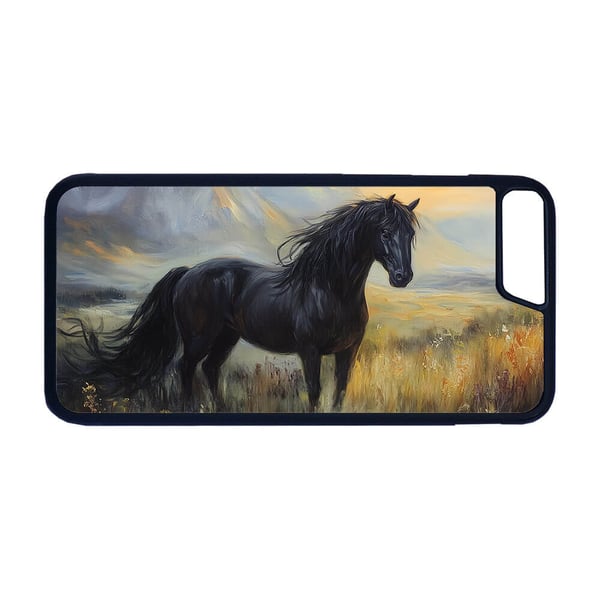 Sort Heste Oliemaleri iPhone 7/iPhone 8 PLUS Mobilcover - Etui