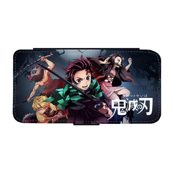 Til Samsung Galaxy S8+: Demon Slayer Kimetsu no Yaiba, flipdeksel med unikt motiv, mobiletui med stativfunksjon
