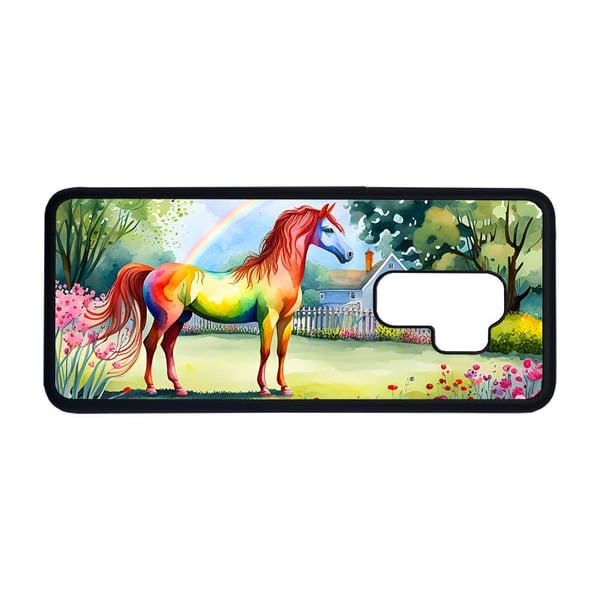 Til Samsung Galaxy S9+: Regnbue Hest, mobilcover med unikt motiv, beskyttende cover