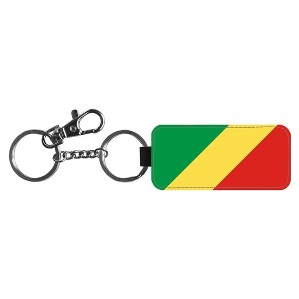 Nøkkelring: Republiken Kongo Flagga, stilrent anheng med levende og unikt design
