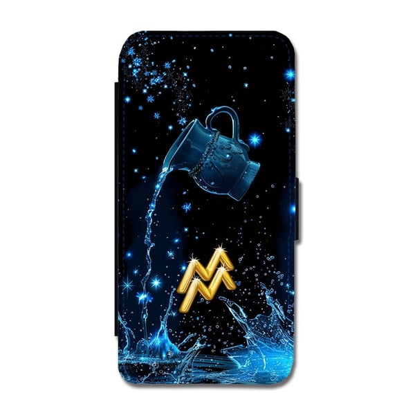 Til Samsung Galaxy S8: Stjernekretsen Vannmannen, flipdeksel med unikt motiv, mobiletui med stativfunksjon