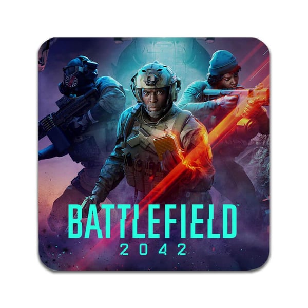 Glassunderlag (2-pakning): Spel Battlefield 2042, stilrene underlag med unike og livlige motiver