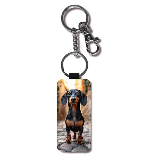 Nøkkelring: Dachshund, stilrent anheng med levende og unikt design