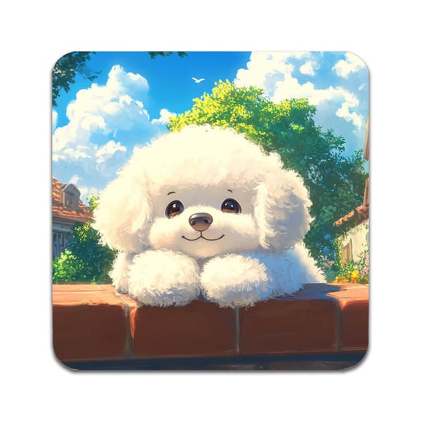 Glassunderlag (4-pakning): Hunde Bichon Frise, stilrene underlag med unike og livlige motiver