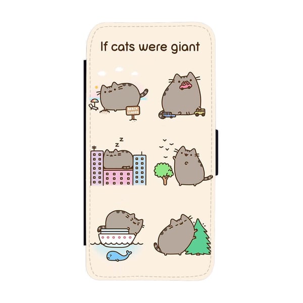 Til Samsung Galaxy S8: Pusheen, flipdeksel med unikt motiv, mobiletui med stativfunksjon