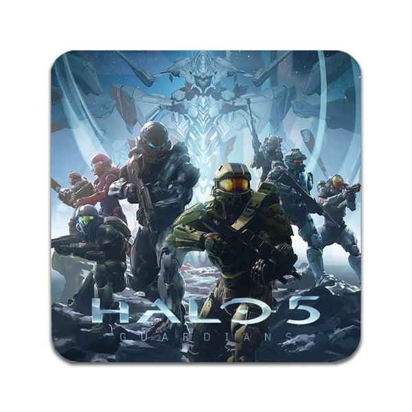 Glassunderlag (4-pakning): Halo Spel, stilrene underlag med unike og livlige motiver