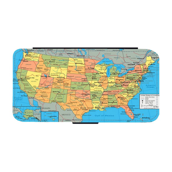 Map of USA, flipdeksel med unikt motiv, mobiletui med stativfunksjon Til Samsung Galaxy S9
