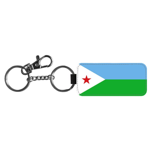 Nøkkelring: Djibouti Flagga, stilrent anheng med levende og unikt design