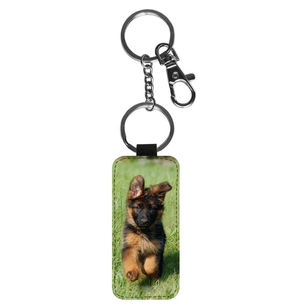 Nøkkelring: Tysk Schäferhund Valp, stilrent anheng med levende og unikt design