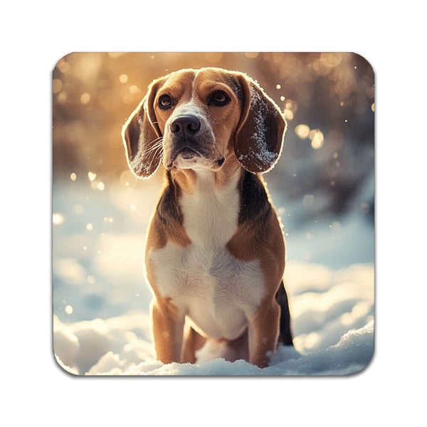 Glassunderlag (2-pakning): Beagle Hund, stilrene underlag med unike og livlige motiver