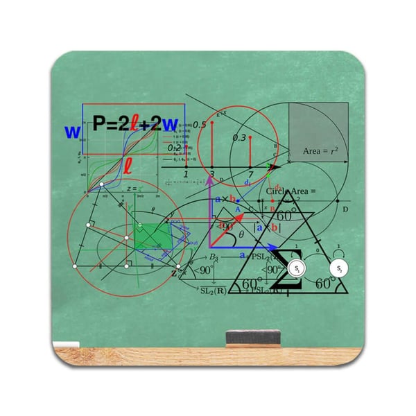 Glassunderlag (4-pakning): Matematikk, stilrene underlag med unike og livlige motiver
