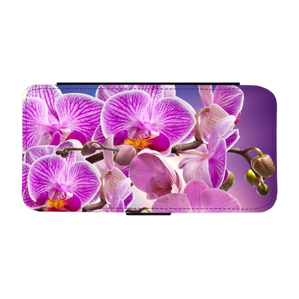 Flower Purple Orchids, flipdeksel med unikt motiv, mobiletui med stativfunksjon Til Samsung Galaxy S9