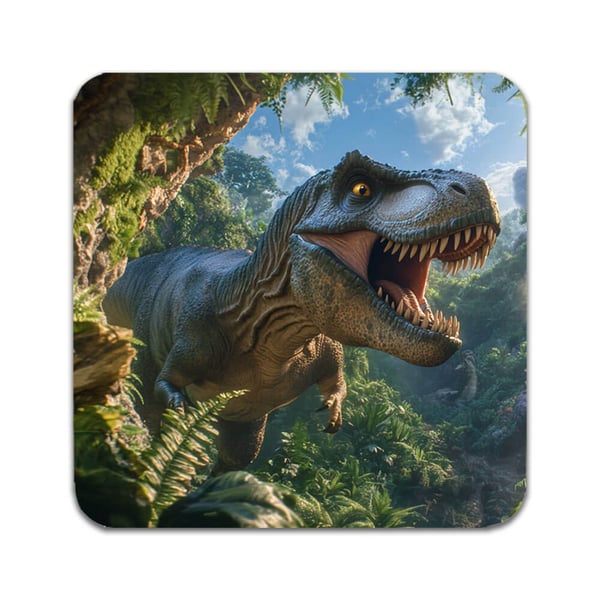 Glassunderlag (2-pakning): Dinosaur T-Rex Tyrannosaurus Rex, stilrene underlag med unike og livlige motiver