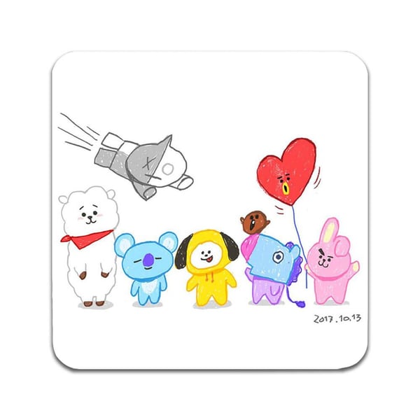 Glassunderlag (4-pakning): BTS Bangtan Boys, stilrene underlag med unike og livlige motiver